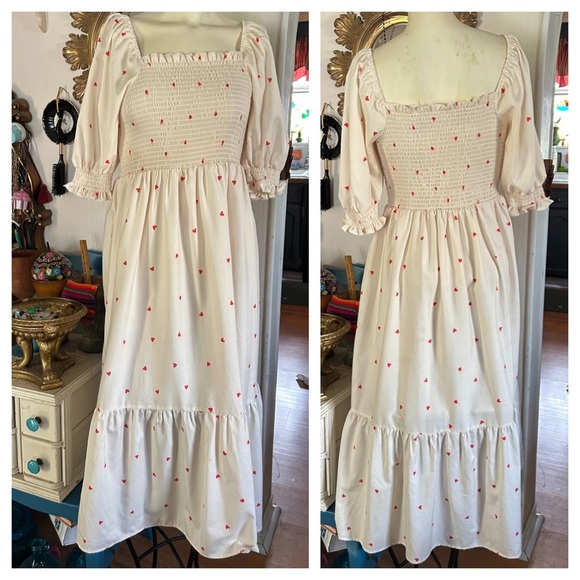 Vintage Prairiecore Heart Print Dress - Picture 2 of 11